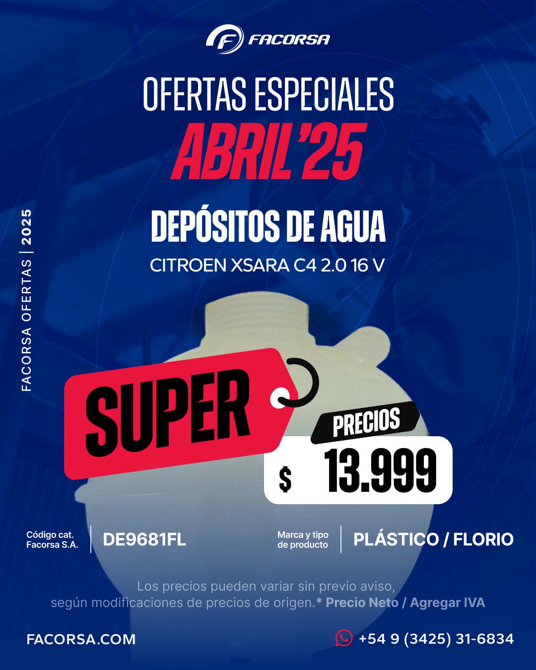 Oferta Depósito de Agua Abril 2025 - FACORSA